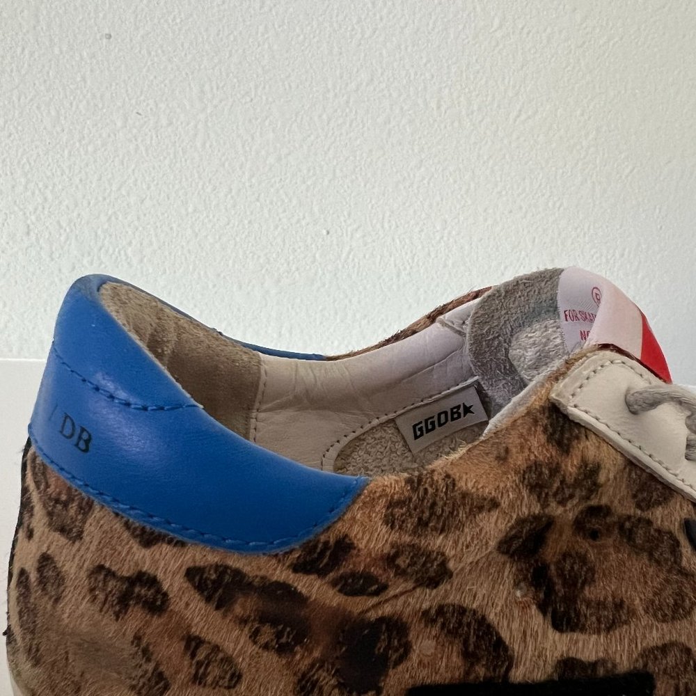 Golden Goose Superstar Leopard Print Sneakers with Blue Heel - Picture 15 of 16
